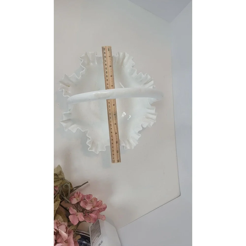 Vintage Fenton Hobnail Milk Glass Basket White